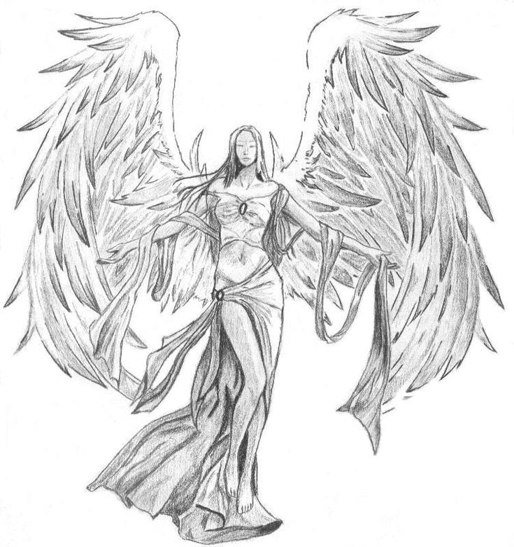 Фото нарисованного ангела.