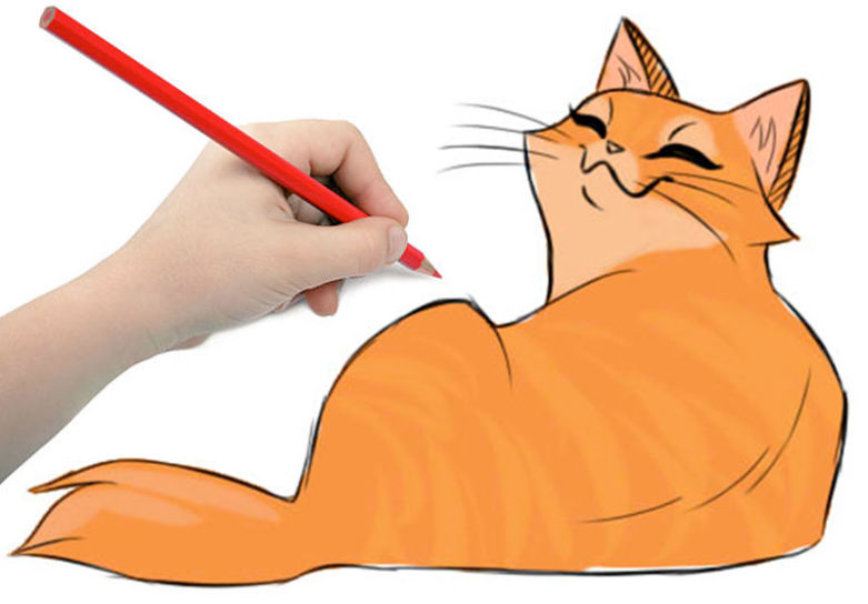 Как нарисовать кошку и человека