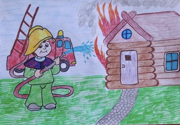 Детские рисунки на тему “Пожарная безопасность”